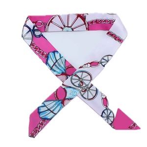 Women Silk Scarf Handbag Handle Scarves Wrap Purse Hair Bow Long Ribbon